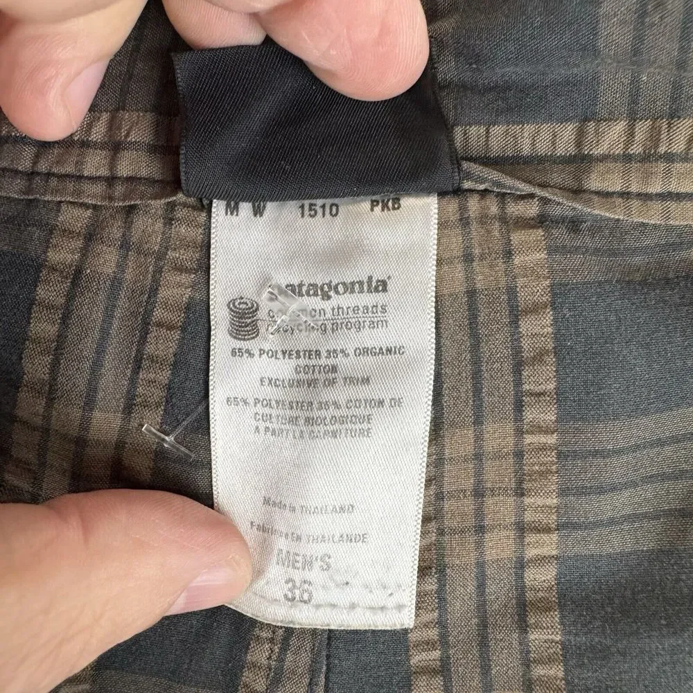 Patagonia Shorts Mens 36 Flat‎ Front Chino Gray Striped Organic Cotton Blend